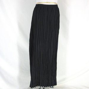 BABETTE Accordion Pleats Maxi Skirt M Solid Black